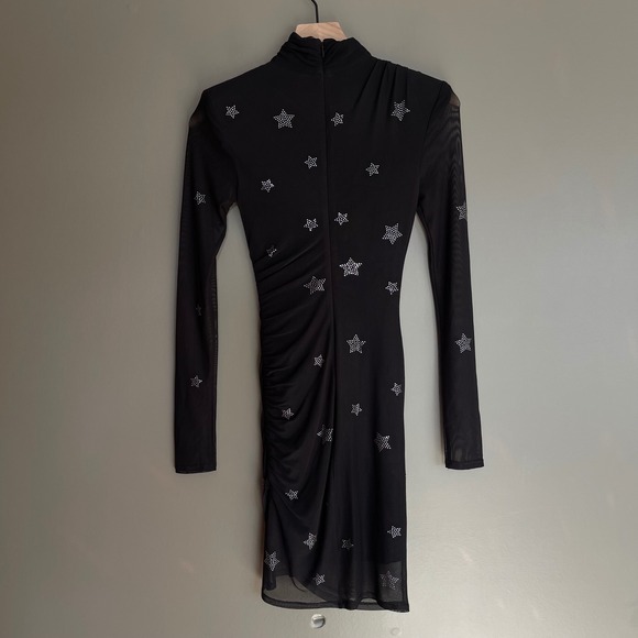 Cinq a Sept Marlene Dress Star Print Black Silver Embellished Sz 0 Bodycon Sexy - Picture 12 of 16